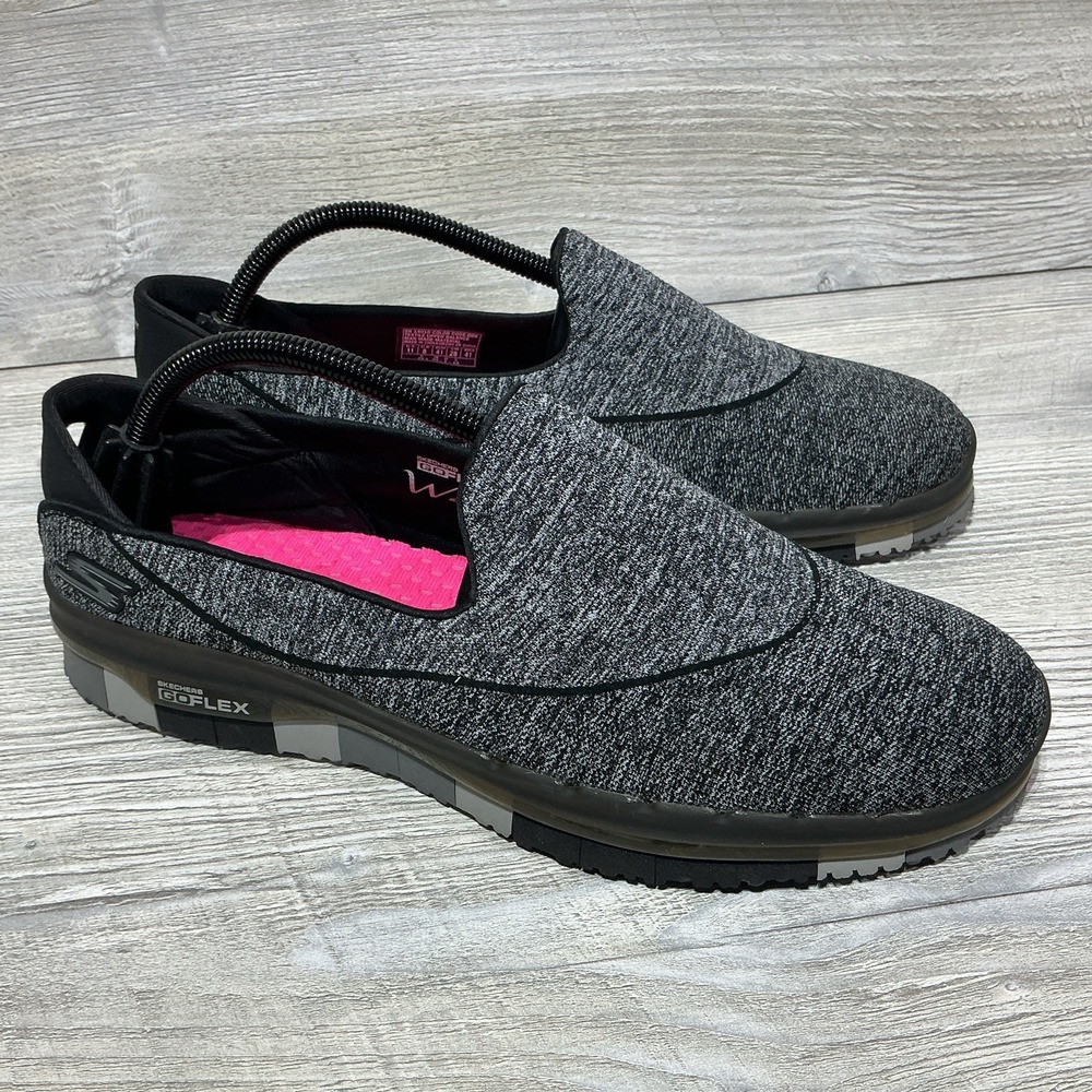 Skechers Womens Size 11 Go Flex Walk Shoes 14010 Gray Black Slip On Sneakers